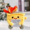 2Pcs Positive Crochet Flame Dumpster with Encouraging Card Emotional Support Handmade Knitting Trash Can Doll Decoration Ornament