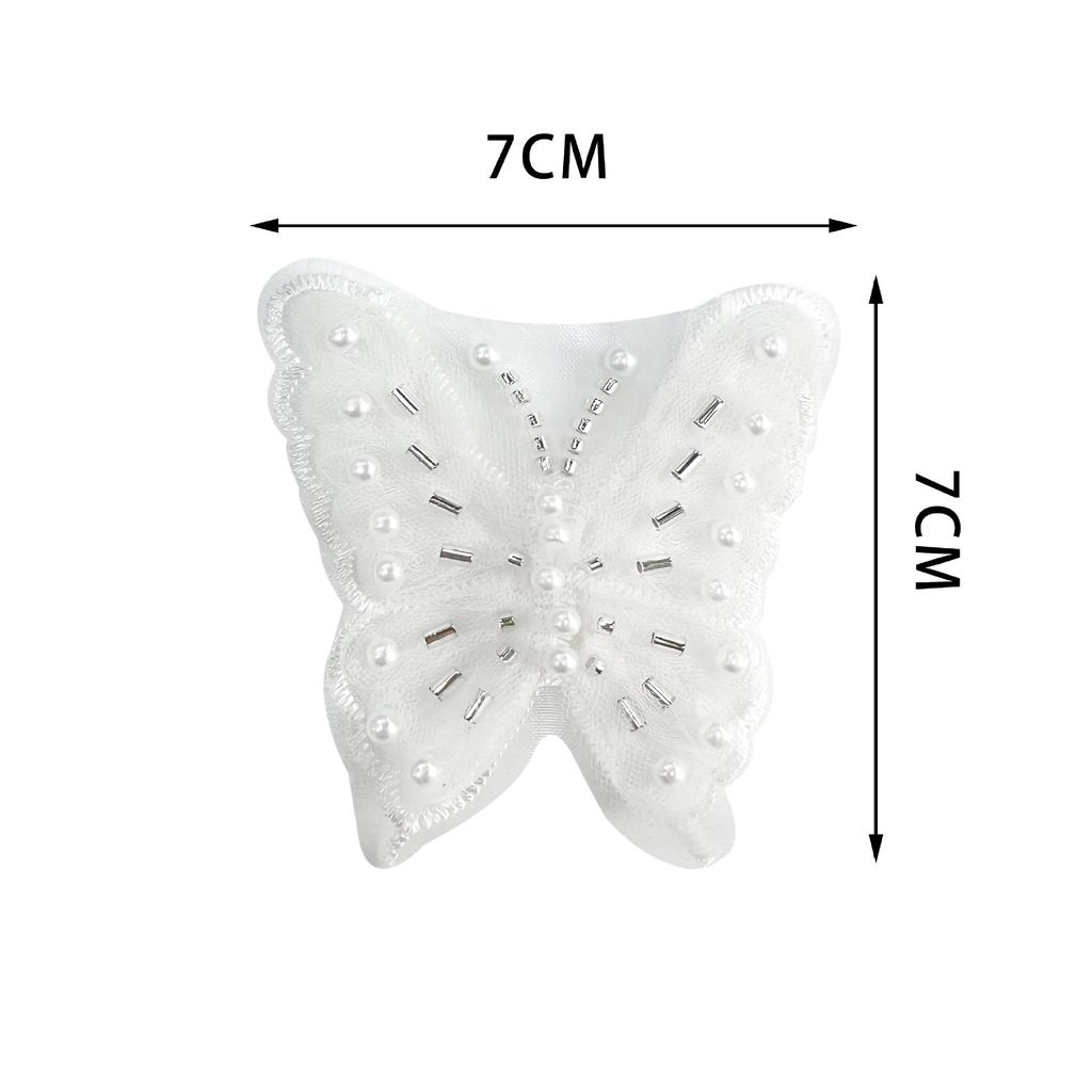 Three-Dimensional Pleated Mesh Butterfly Cloth Sticker Handmade Beaded Lace Wedding Dress Lolita Clothing Decoration Accessories