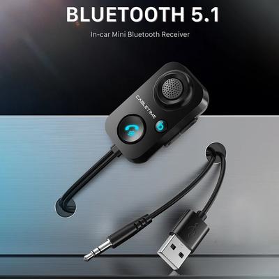 Car Handsfree Kit Bluetooth 5.0 Receiver AUX Audio 3.5mm Wireless Adapter Bluetooth Car Kit Adapter for Phone Handsfree Car Kit