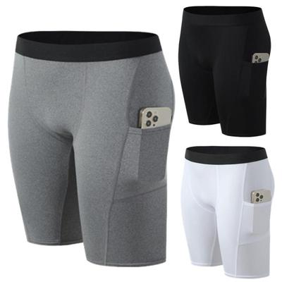 Leggings noirs pour hommes, couche de base, short de sport slim blanc, entraînement de fitness, pantalon de course gris, collants, sous-short de basket-ball avec poche