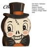 Durable Wooden Party Ornaments Halloween Vintage Ornaments, Cute Bat/Black Cat/Owl/Pumpkin/Ghost/Skull Decorations, Retro Indoor Room Decor Distressed