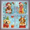 Christmas Wreath Puppy Glass Stickers Static Decorations Gift Box Shopping Mall Window Decoration Holiday Theme