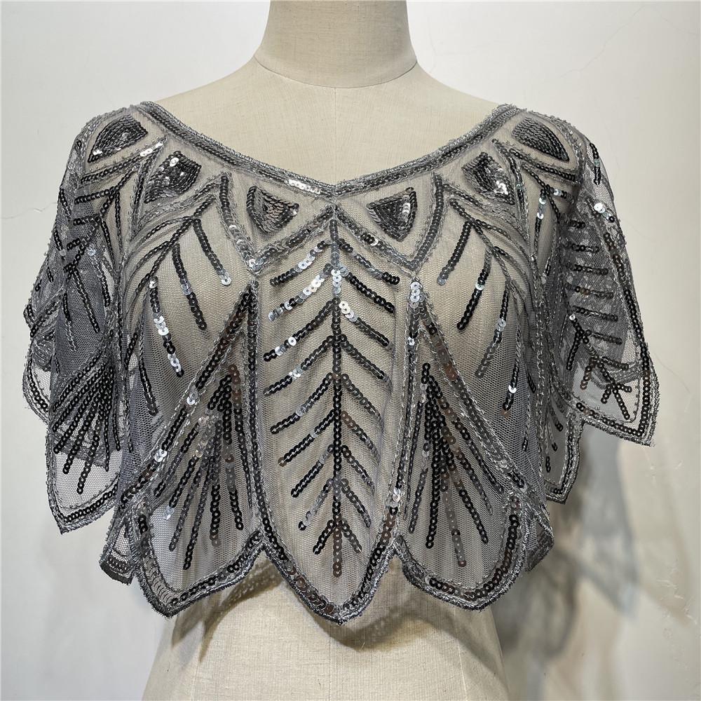 Women's Sequin Beaded Mesh Shawl Bolero - Stylish Outerwear for Dance and Evening Gowns