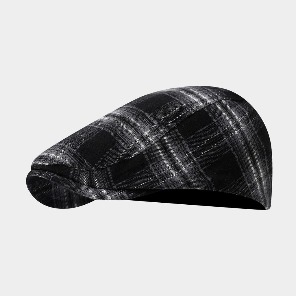 Classic British Style Short Brim Hat With Plaid Pattern For Fall And Yearround Wear