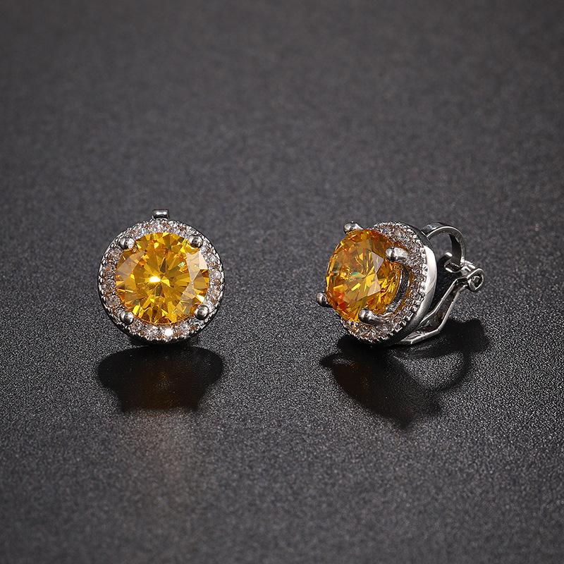 5628 Earring Clip with Colorful Zircon Stone Brass Material for Women
