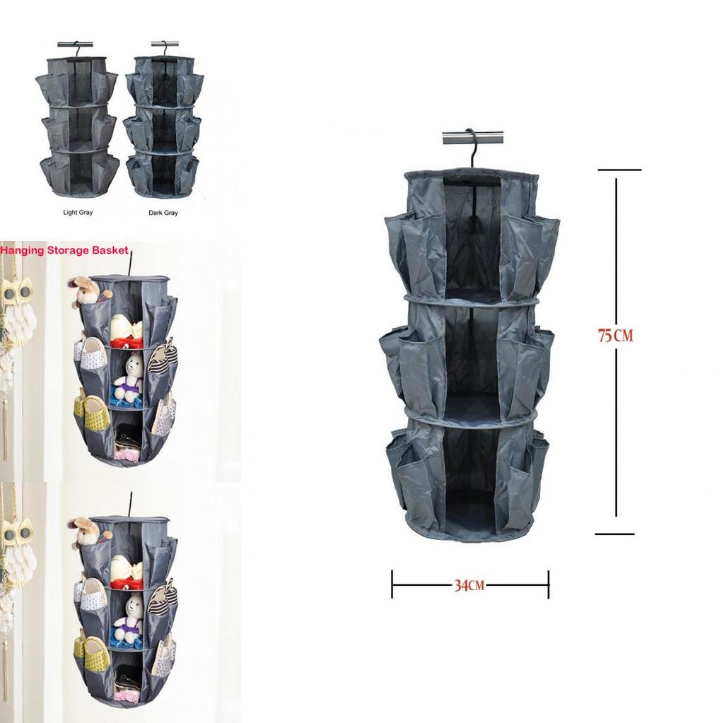 Multifunctional Oxford Fabric Hanging Shoe Storage Bag With Three Layers For Home Organization