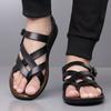 Summer Rome Fashion New Men Gladiators Black Buckle Strap Patent Leather Casual Shoes Breathable Beach Sandals Outdoor Slippers