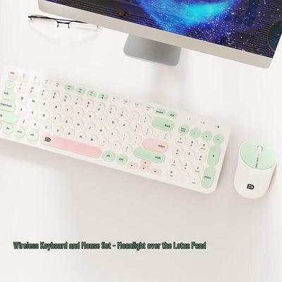 Fude IK6632 Wireless Retro Ergonomic Keyboard and Mouse Combo