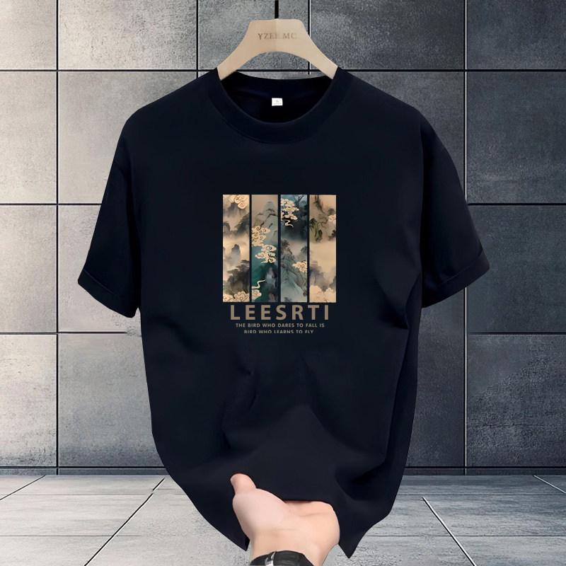 Men s Summer 2025 Loose Versatile Short Sleeve T-Shirt – Trendy Casual Top L 121-140 lbs