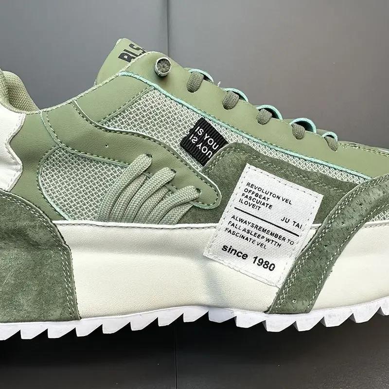 Fashion Men's Sneakers Solid Color Fashion Green Mesh Platform Shoes Casual 2024 New Sports Four Seasons Moccasins Zapatillas De Hombre