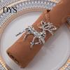 Gold Napkin Holders Christmas Deer Ring, Faceted Metal Elk Holder, Reusable Western Style Tableware Ring for Xmas Holiday Wedding Receptions