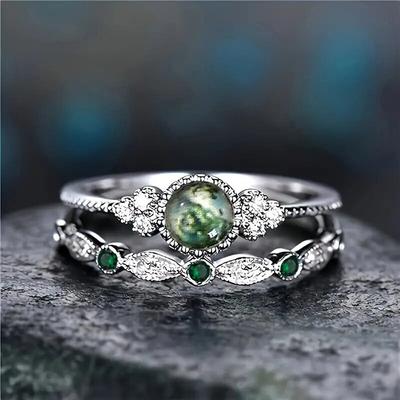 925 Sterling Silver Ring Set for Women Emerald Zircon Crystals Engagement Wedding Jewelry Glamour Gifts