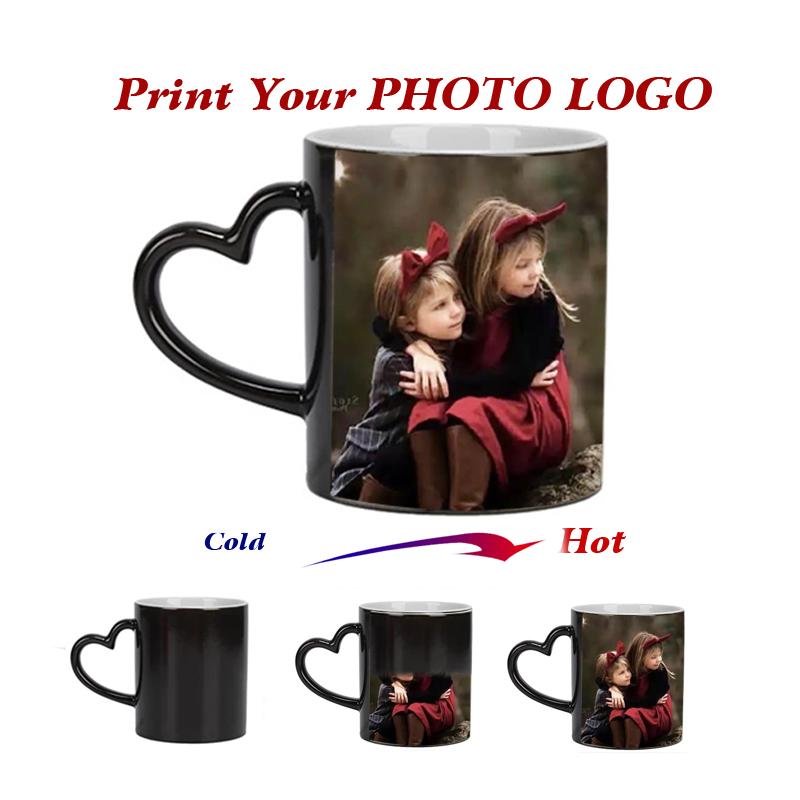 Personalisierbare Tasse mit Namens-Textfarbwechsel, personalisierbar mit Ihrem Foto, Keramik-Zaubertasse für Tee/Milch, einzigartiges Geschenk für Freunde