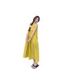 French yellow neck off-the-shoulder dress for women's summer new Yunnan seaside vacation travel temperament loose medium and long dress