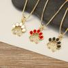 Nidin Fashion Cute Cat Paw Shape Charm Pendant Necklace For Women Female Love Heart Full Shine Zircon DIY Jewelry Accessories