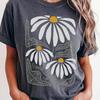 Black Daisy Comfort Colors Shirt, Folk Art Botanical Graphic Tee
