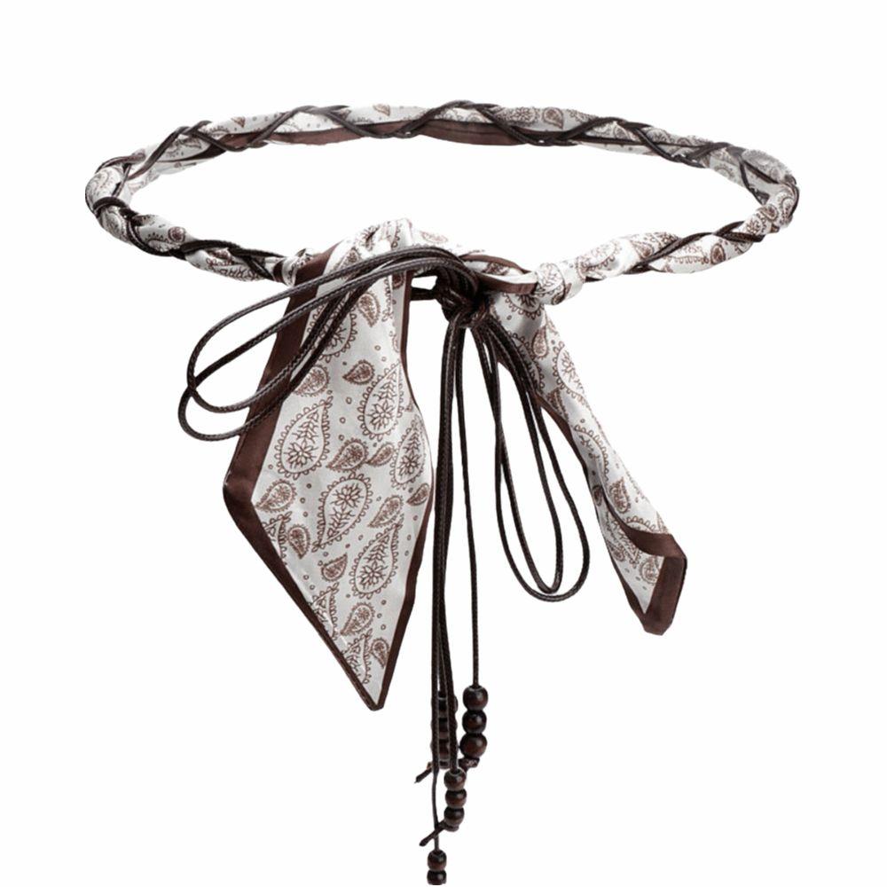 Wood Bead Tassel Flower Waist Chain Vintage Design Decorative Waist Rope With Skirt