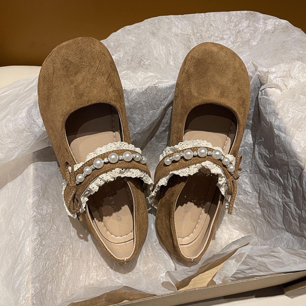 

Универсальные однобортные туфли на плоской подошве со стразами и круглым носком, женские туфли на мягкой подошве в стиле ретро 2025 года, весна-осень 40 верблюд