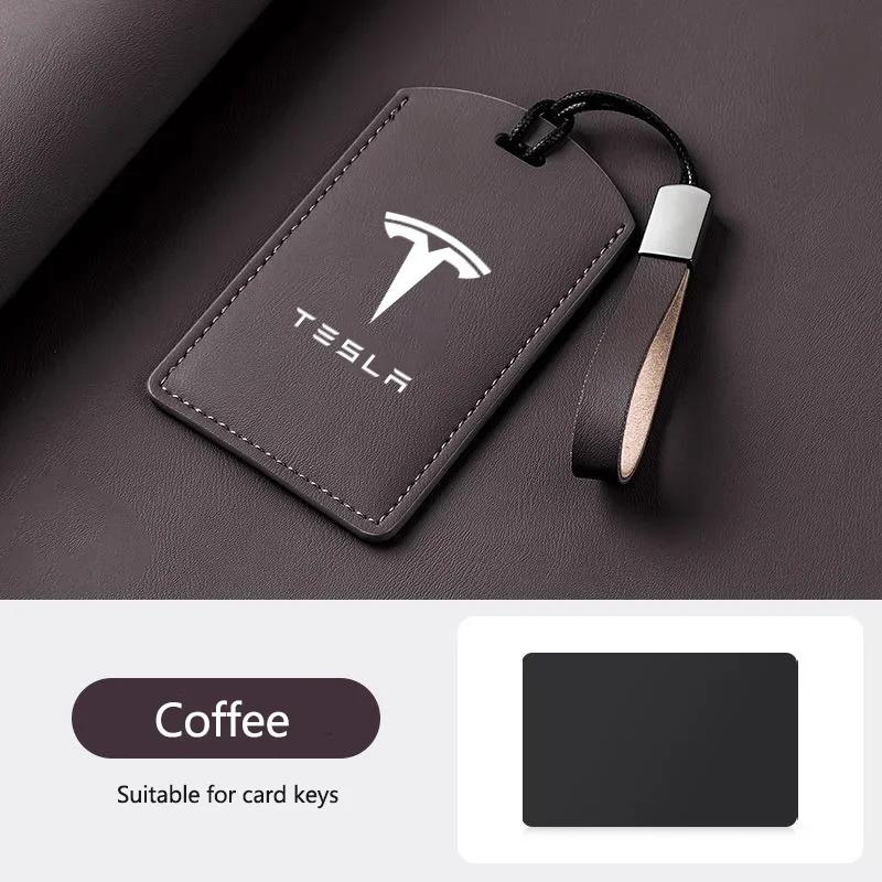 Car Sticker Tesla New Leather Car Smart NFC Card Key Cover Case Protector Shell Fob For Tesla Model 3 Model S X Y Keychain Acce