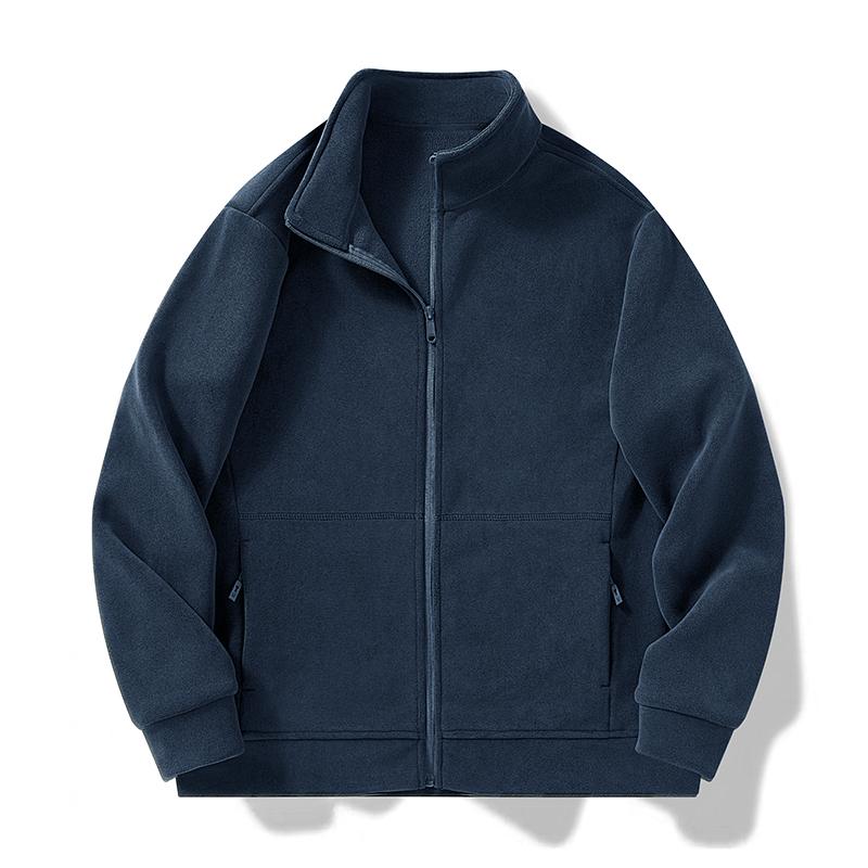 Austenitisches Fleece-Cardigan-Sweatshirt, Wandern und Laufen, mit dickem Fleece und winddichtem Stehkragen, Reißverschluss-Sweatshirt