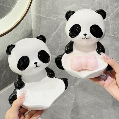 Creative Panda Drain Soap Box with No Water Accumulation Soap Box Standing No Punching Bathroom Toilet Soap Dish Home Use