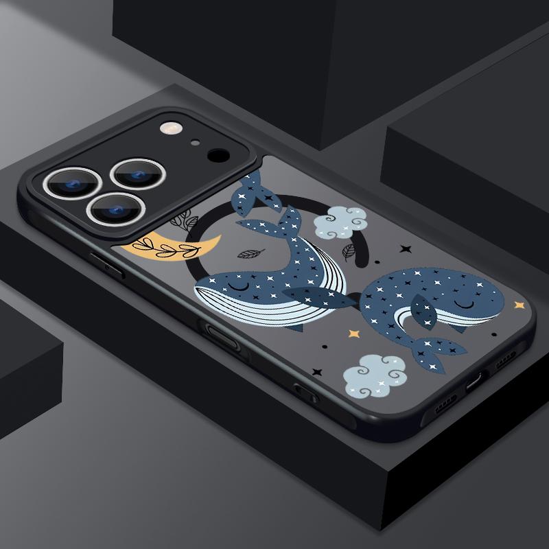 Dolphins Turtles Magnetic Phone Case For iPhone Air 17 16 15 14 Pro Max 13 12 Pro Max 11 16 Plus Magnet Soft Edge Acrylic Cover