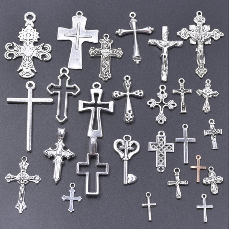 102030Pcslot Metal Silver Color Cross Charms For Jewelry Making Supplies Christ Accessories Handmade Womenmen Pendant Charm