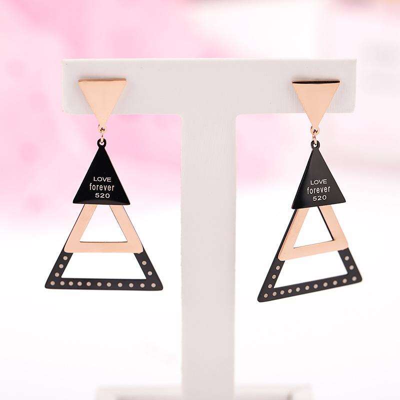 Ladies' Light Luxury Earrings Fashionable Earrings with Exaggerated Creativity Titanium Steel Geometric Contrasting Colors Unique Accessories  Jewelry