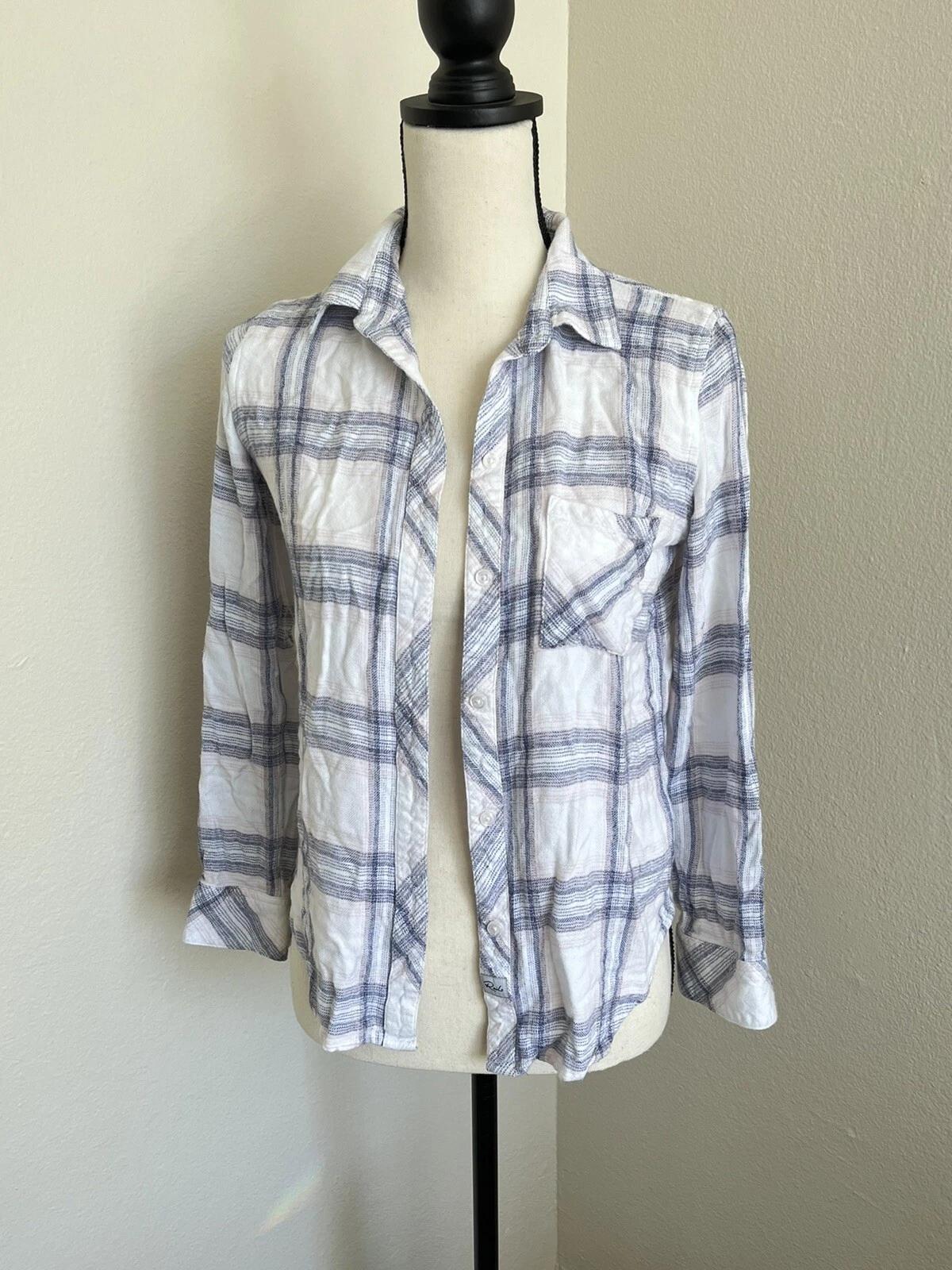 Rails Flannel Shirt Size XS Blue/Pink & White Plaid Long Sleeve Button Up M