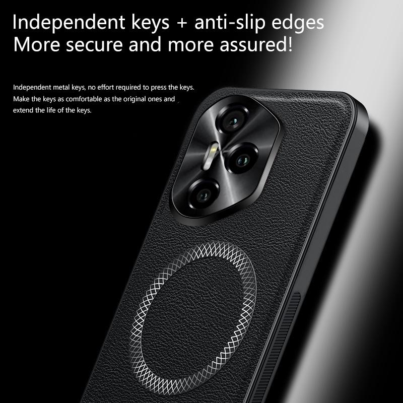 For Honor 300 Pro Case Magnetic Elegant Leather Wear-Resistant Lens Fully Covered Non-Slip Grip Edge Cover Shell