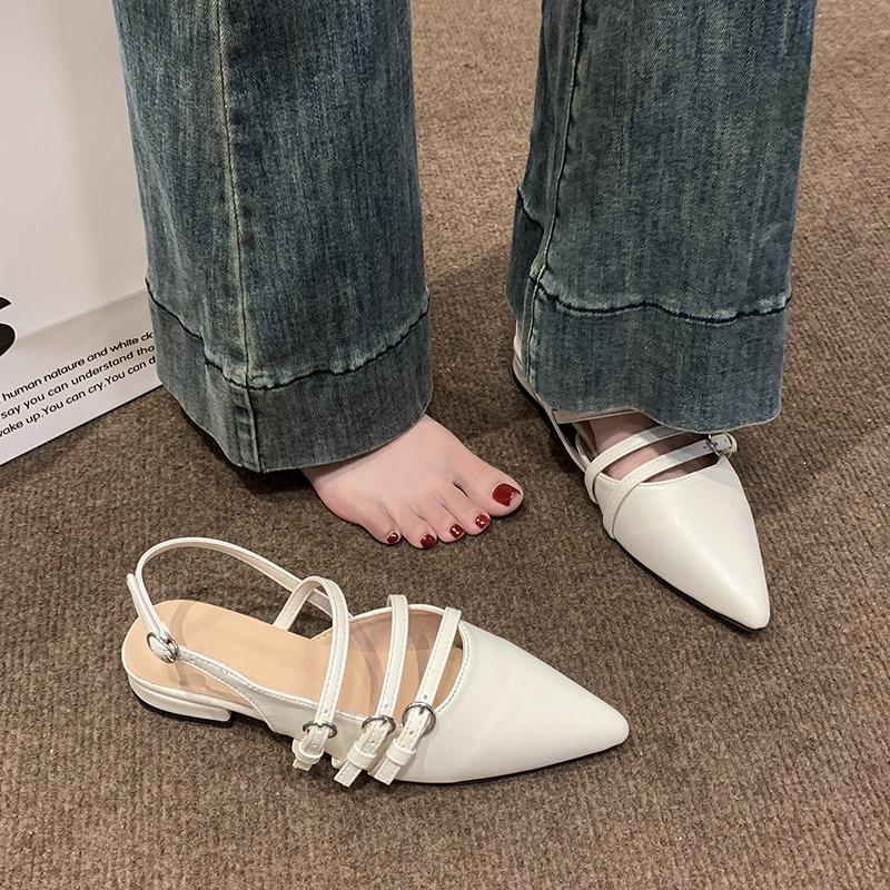 

Fashion 2025 Summer New Korean Version Commuter Style Rear Air Cooling Slippers French Black Temperament Baotou Sandals 40