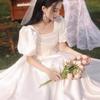 Elegant White Satin Midi Dress Engagement Party Wedding Ceremony Small Stature Women 2026