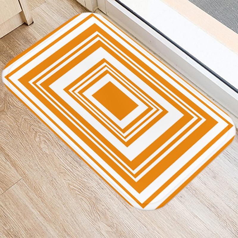 Fashion Orange Geometric Pattern Entrance Door Mat Bathroom Kitchen Anti-Slip Floor Indoor Room Home Decor Non-Slip Rug