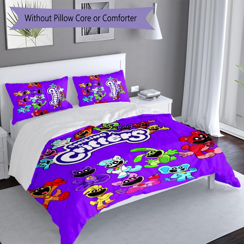 3pcs Smiling Critters Duvet Cover Set, Includes 1 Duvet Cover and 2 Pillowcases,Skin-Friendly&Comfortable Fabric,Suitable Bedding Sets