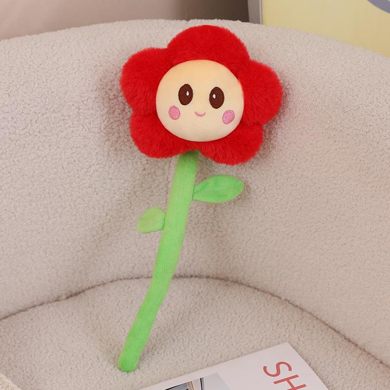 Sunflower Plush Fake Flowers: Small Red Bouquet for Bay Window Decoration & Curtain Buckle