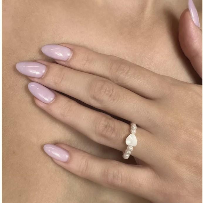 Vintage Baroque Imitation Pearl Love Heart Elastic Rope Beading Rings For Women Fashion Accessories Rings Charm Jewelry Gifts