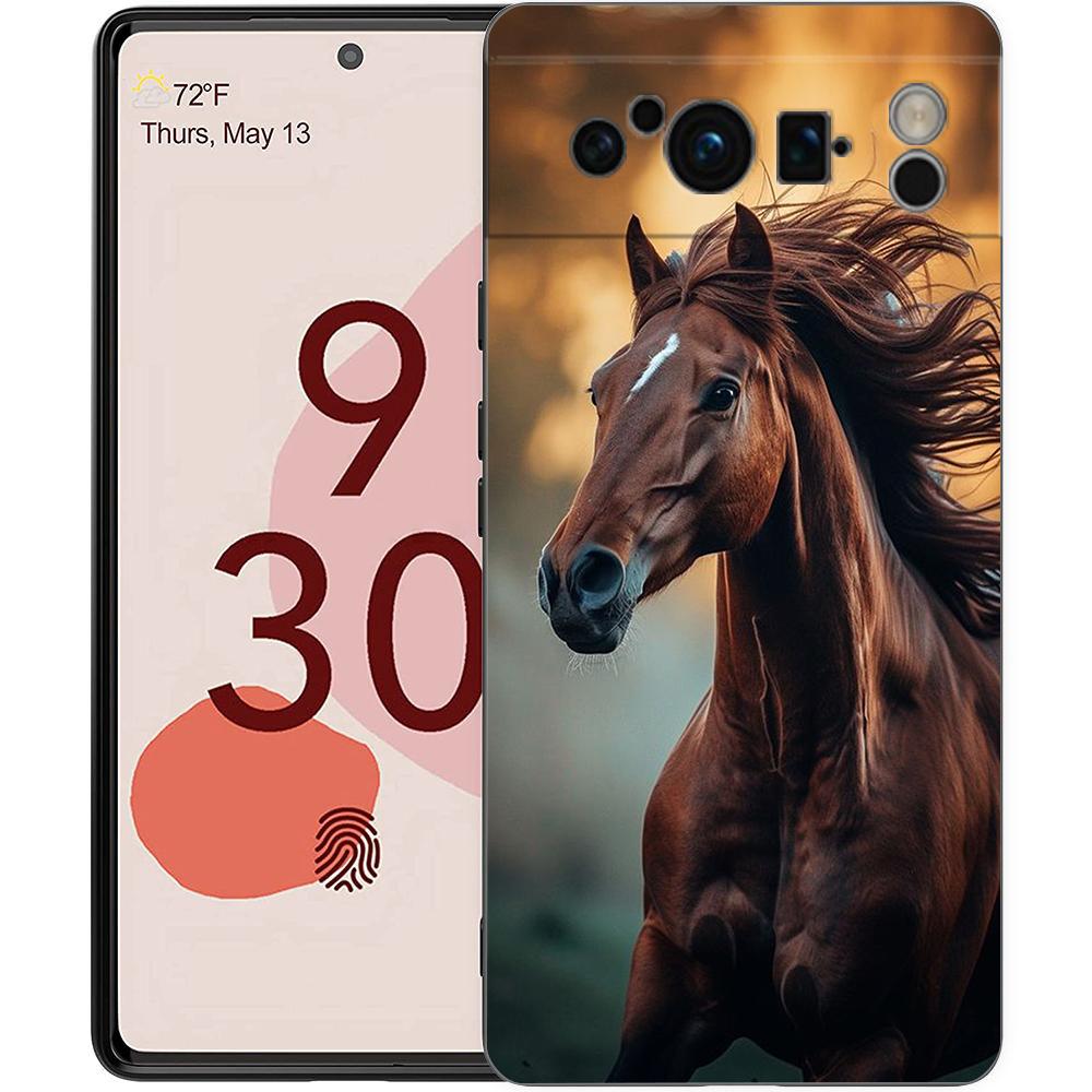 

Horse Animal Phone Case For Google Pixel 9 8 7 6 Pro XL 8A 6A 7A 5G Soft Shockproof TPU Black Cover Fundas Pixel 6A