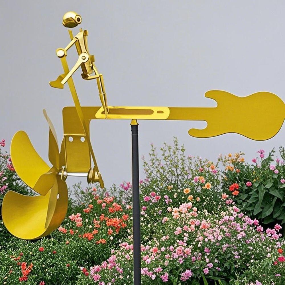 

Movement Metal Wind Spinner Creative Metal Drummer Windmill Statue Garden/Yard Decor Guitarist