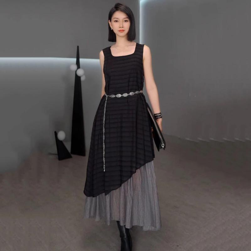 XITAO Square Collar Patchwork Vintage Woman Dress ZMY1226