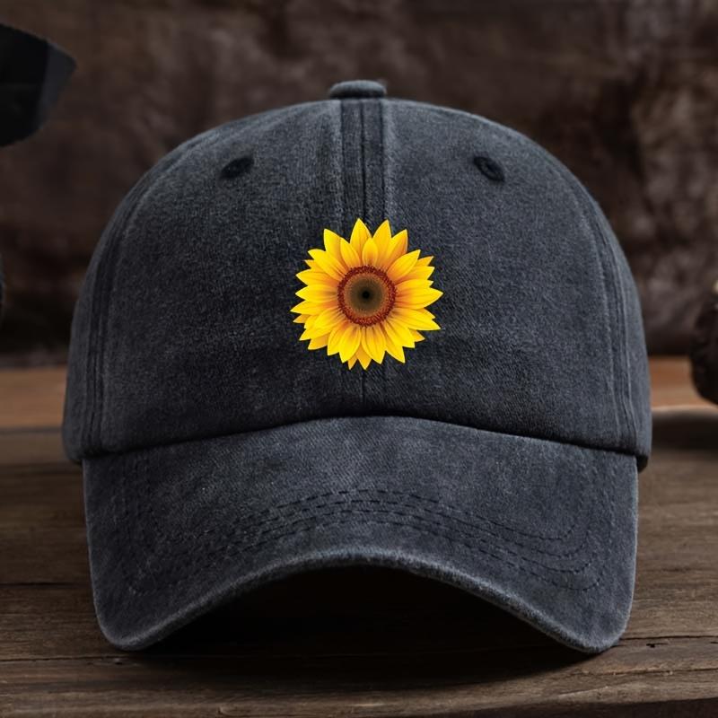 Fashionable Sunflower Flower Printed Baseball Hat Versatile Outdoor Leisure Fishing Sunshade Duck Tongue Hat Travel