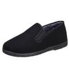 Winter Men's Thickened Velvet-Lined Breathable Cotton Cloth Shoes - Black Sole
