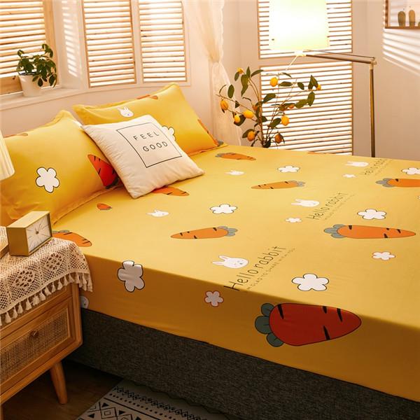 3PCS Waterproof Mattress Protector Cover Elastic Fitted Sheet Bedding Linen Sheet With 2 Pillowcase
