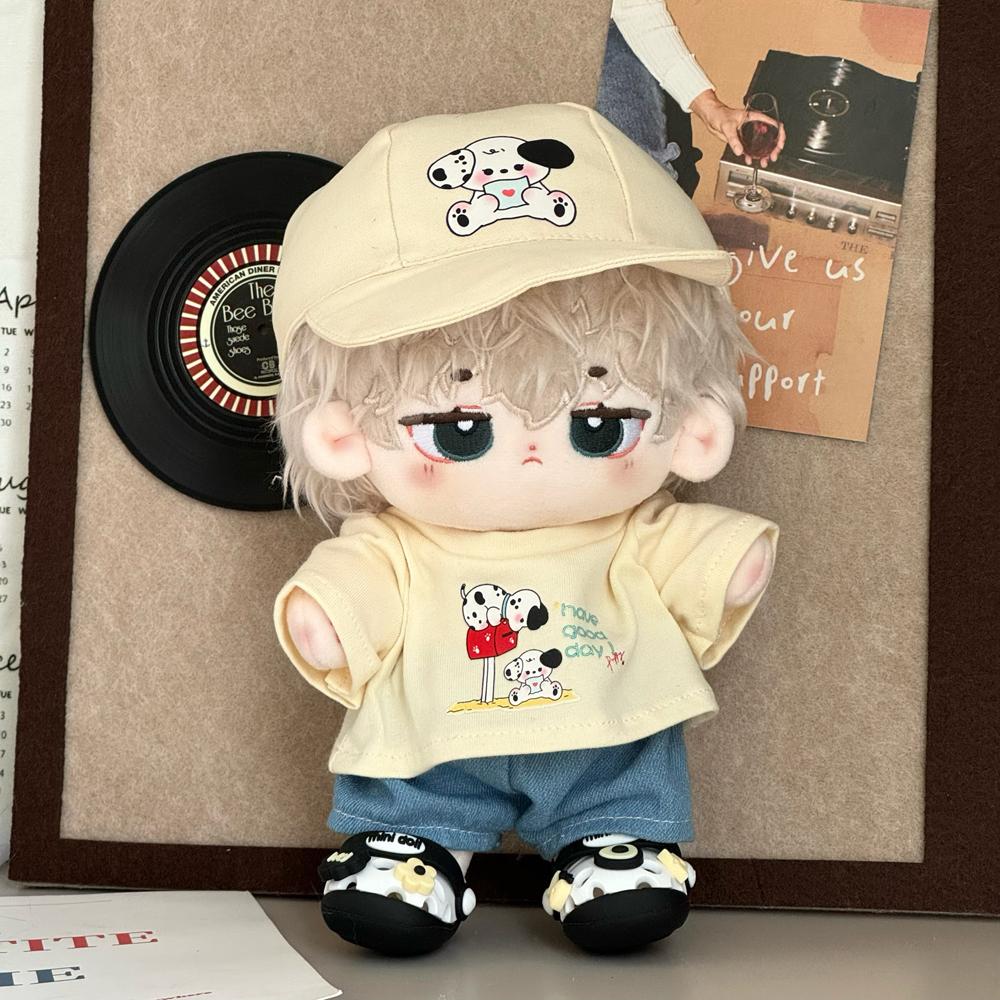 1 set Cartoon Dog Cotton Doll's Clothes Denim Shorts Plush Doll Clothes  Children's Gift