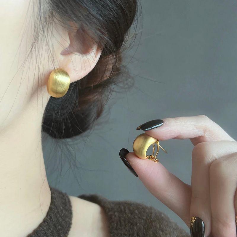 925 Silver Pin Earrings Gold Brushed Pea Accessible Luxury Classy Easiest for Match Earrings Frosted Metal Ball Earrings