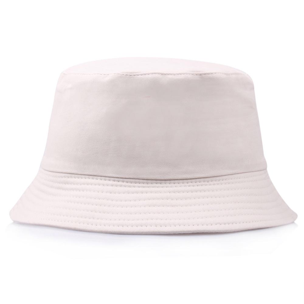 Hwcap Pure Cotton Solid Color Fisherman Hat With Embroidered Logo, Portable Bucket Hat For Sun Protection