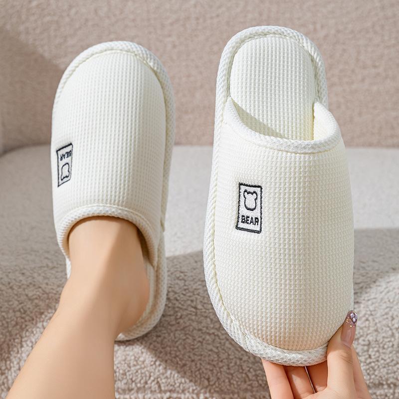 

Linen Slippers, Women s Indoor Cotton Thick-soled Anti-slip Shoes with A Feeling of Stepping on Feces Fits 35-36