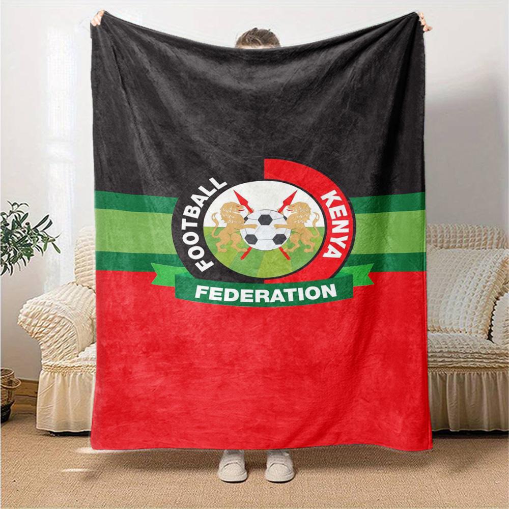 Football Kenya Print Flannel Blanket High Quality Warm Comfortable Cover for All Seasons Perfect for Gifts Home Decor