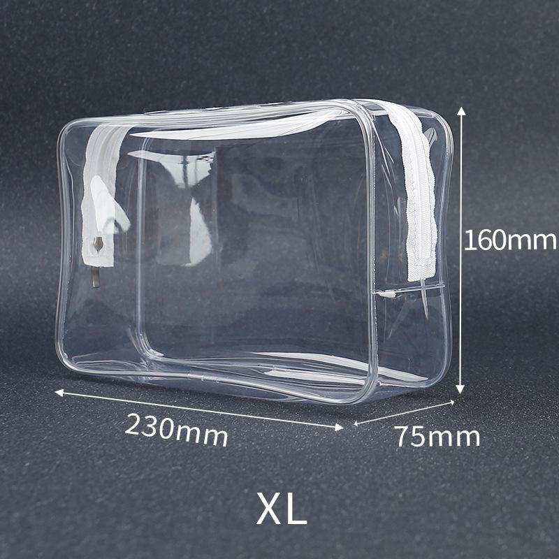 PVC Transparent Toiletry Bag Set: Waterproof, Multifunctional, Three-Piece Travel Makeup Storage with Printed Logo.