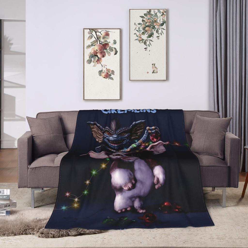 Gizmo Mogwai Monster Gremlins  Warm Soft Blankets  Travel Plush Throw Blanket Print Couch Chair Flannel Bedspread Sofa Bed Cover