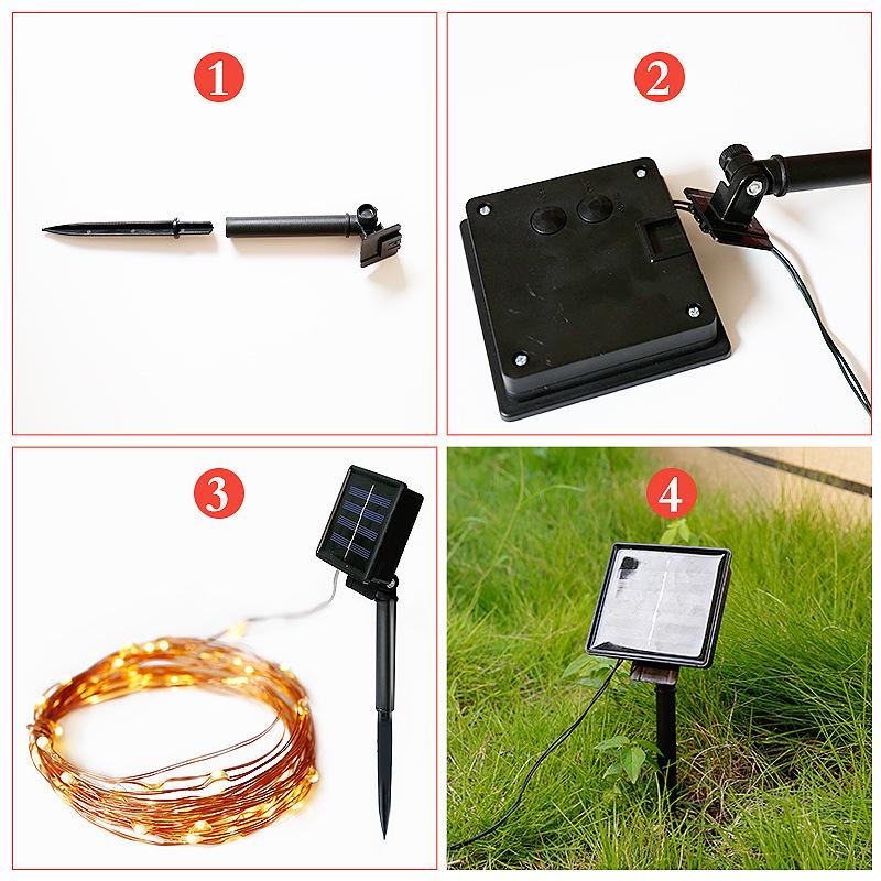 LED Solar Copper Wire String Lights - Outdoor Christmas Fairy Lights for Courtyard, Balcony, Garden Decoration